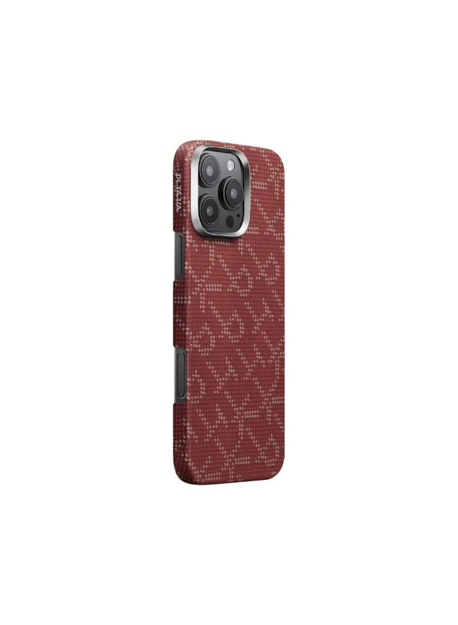 PITAKA iPhone 16 Pro Ultra-Slim Case PITAKA Monogram Gold/Red