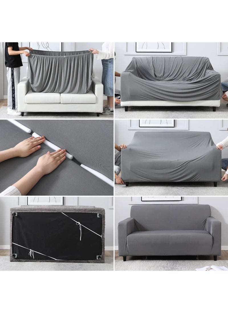 Styleys Styleys Universal Triple Seater Sofa Cover Big Elasticity Cover for Couch Flexible Stretch Sofa Slipcover (3 Seater, 180-230 cms, Grey, SLMH-81)  - Image 5