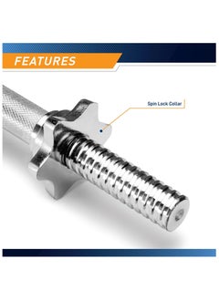 Generic Chromed Threaded Dumbbell Weightlifting Bar Handle with Spin Locks, 40CM  - Image 5