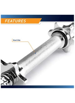 Generic Chromed Threaded Dumbbell Weightlifting Bar Handle with Spin Locks, 40CM  - Image 4