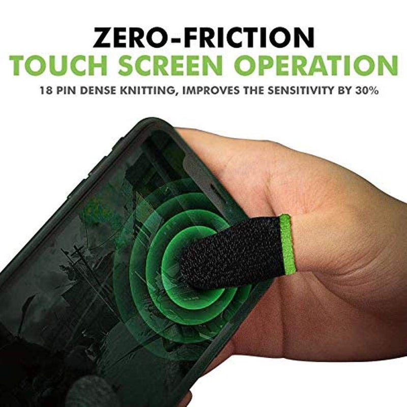 TYROCX Anti Slip Mobile Gaming Finger Sleeve (2 Pieces) 1 Pair for PUBG/Free Fire/CODM - Pack of 1- Green - Image 3