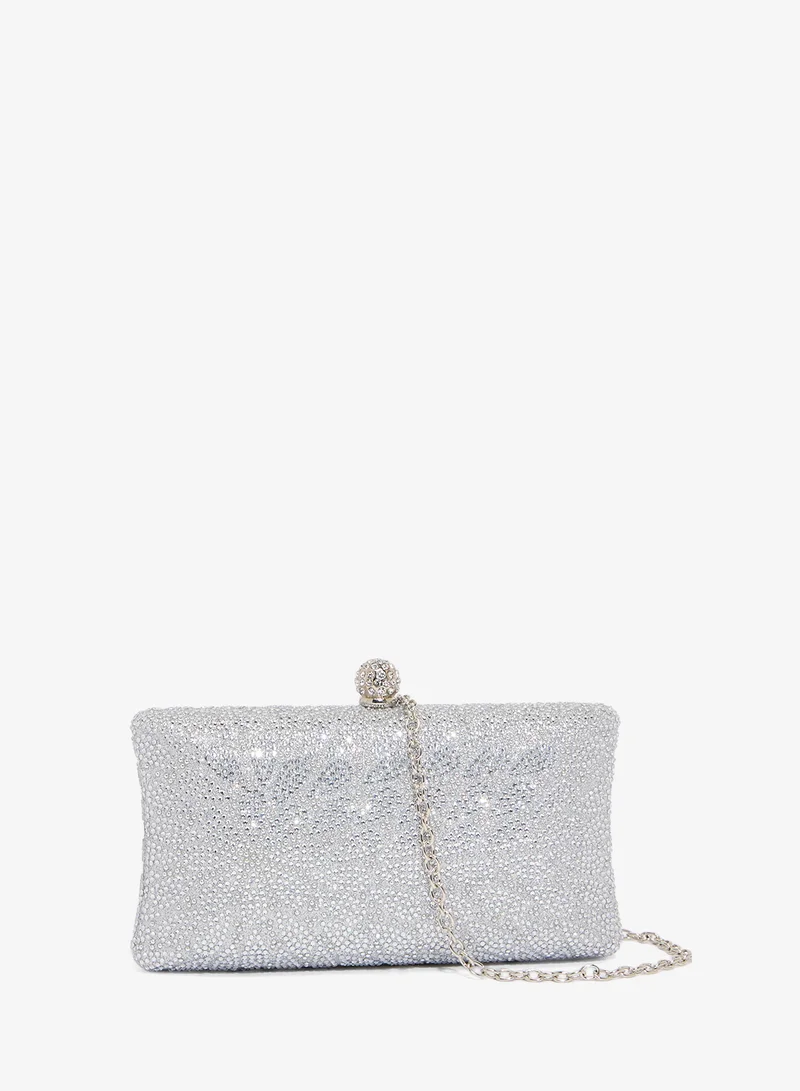 Silver Printed Detailed Metallic Bag