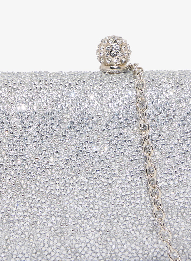 خزانة حقيبة معدنية مطبوعة بتفاصيل فضية - Image 3