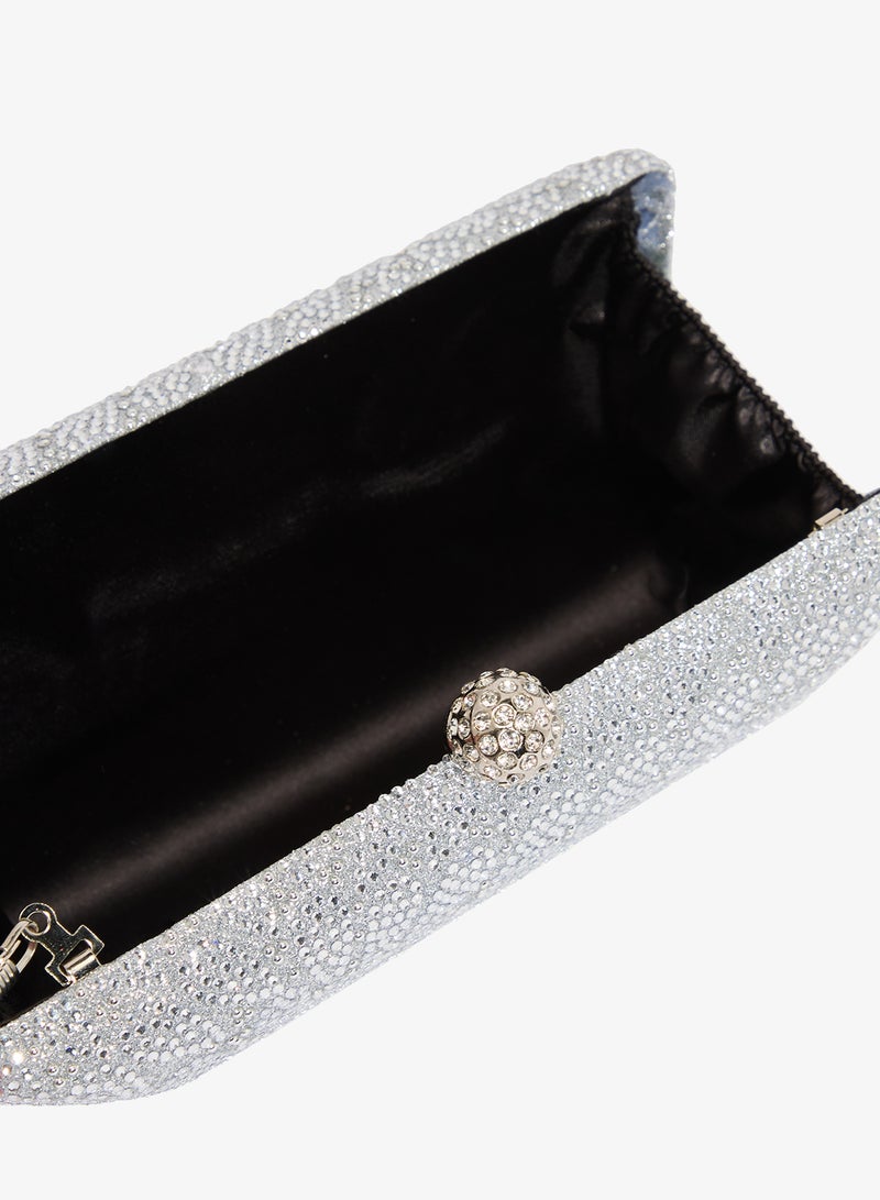 خزانة حقيبة معدنية مطبوعة بتفاصيل فضية - Image 4