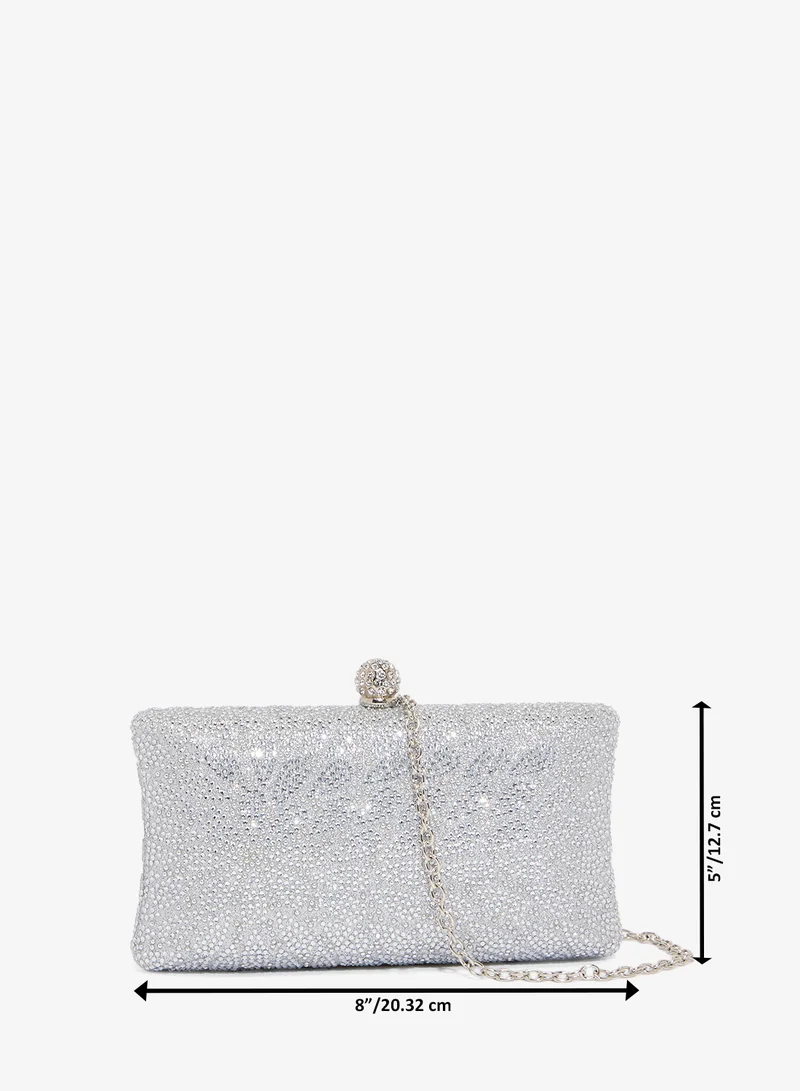 Khizana Silver Printed Detailed Metallic Bag