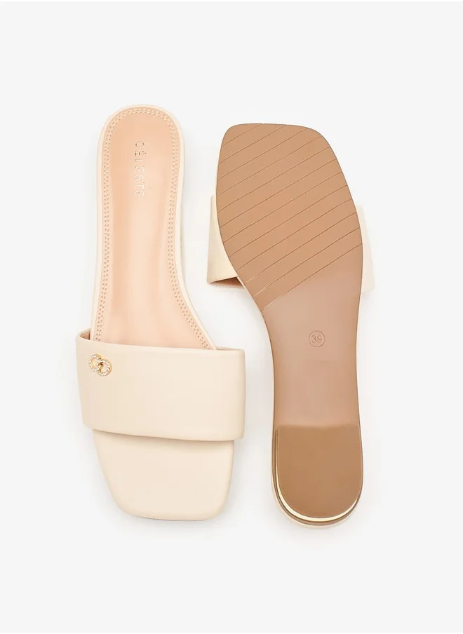 سيليست Women's Logo Embellished Slides