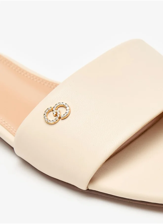 سيليست Women's Logo Embellished Slides