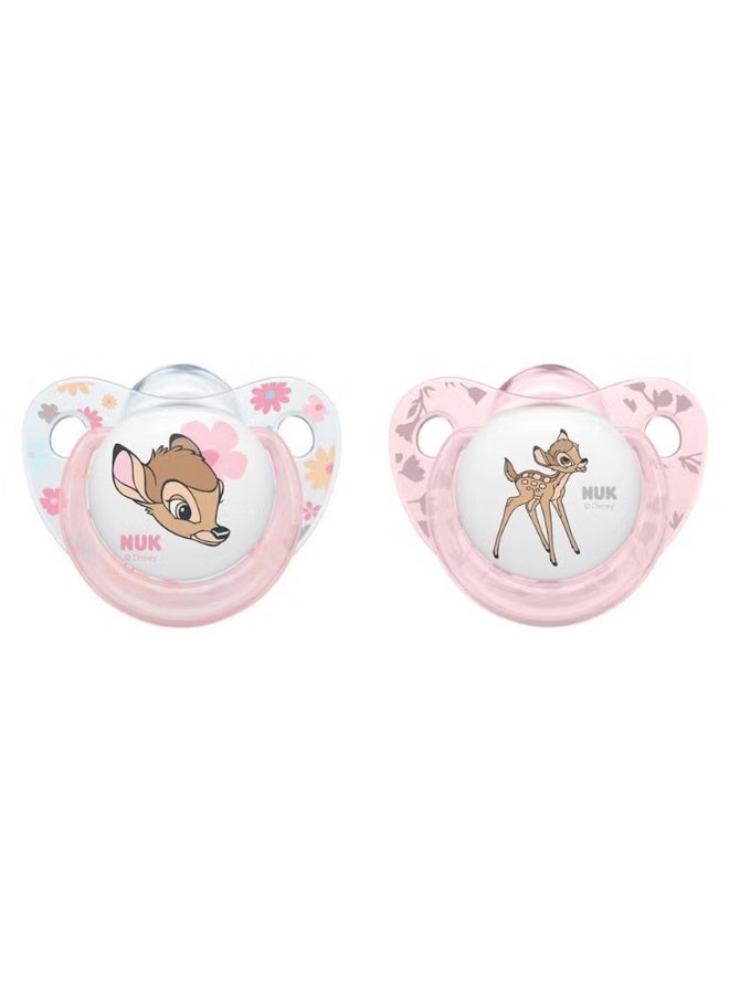 NUK Disney Bambi Silicone Soother For 6-18 Months Baby, Assorted Pack of 2's