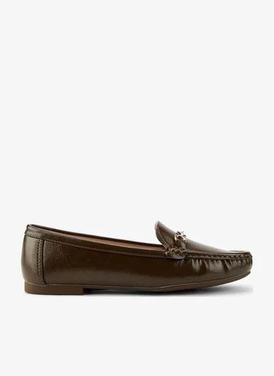 Flora Bella By Shoexpress Solid Slip-On Loafers with Metallic Accent