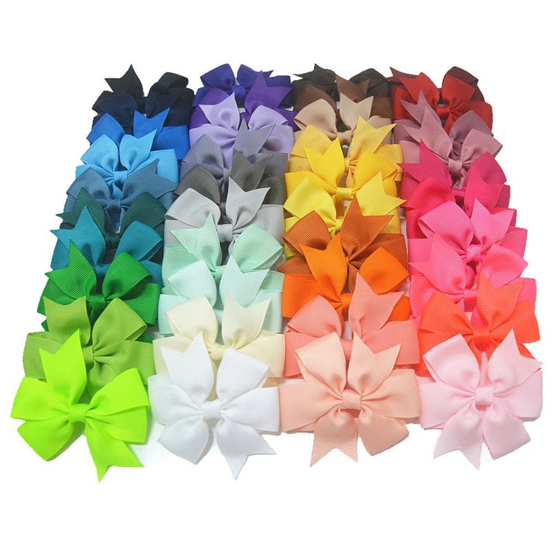 40PCS Assorted Colours Baby DIY Grosgrain Ribbon Bows Headbands Decorative Handmade Satin Bows Dress Accessory 315 Inch 40 Color
