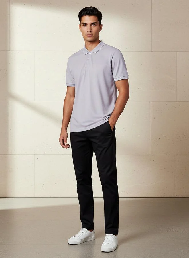 سبلاش فيڤ Men Short Sleeves Textured Pique Polo T-shirt