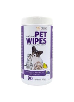 Caline Pet Wipes, 90 Count, Hypoallergenic Cleaning Wipes for Dogs, Cats, Small Animals 