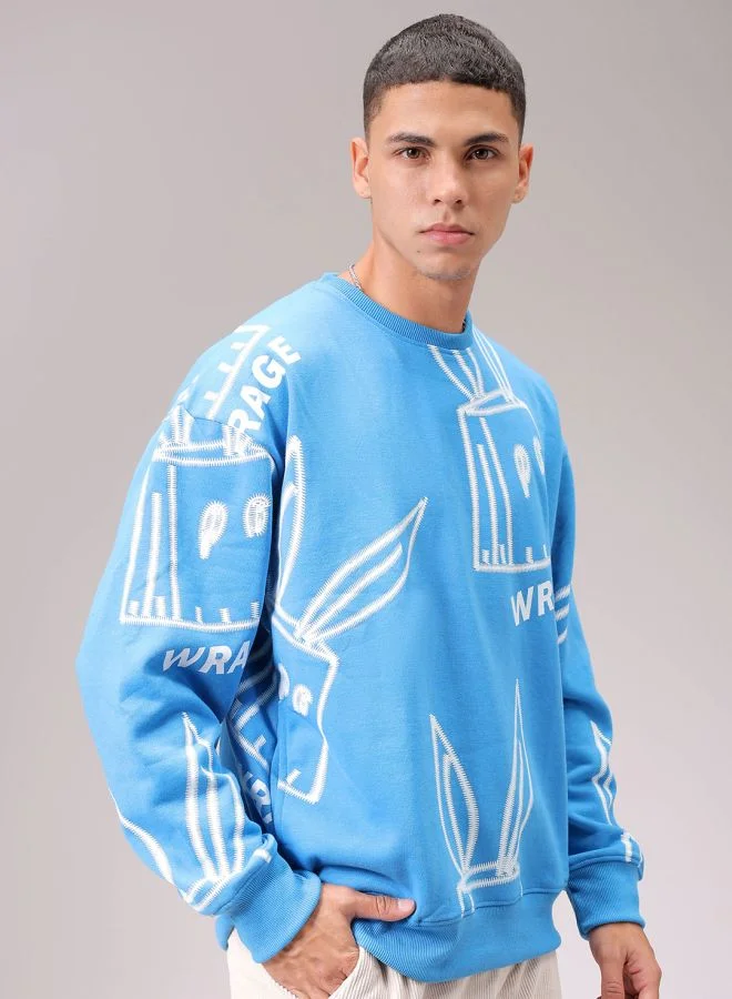 The Indian Garage Co Men Oversized Abstract Crew Neck Overhead Sweatshirt