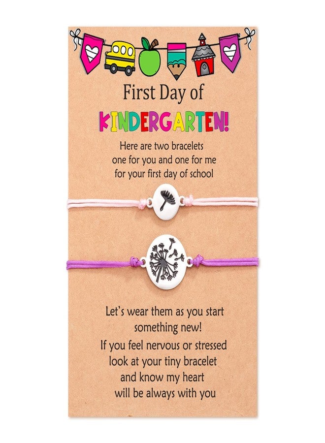MANVEN Kindergarten Bracelet Mommy and Me First Day of School Bracelets for Mom and Daughter Back to school Gifts Mother and Daughter Bracelets Matching Heart Wish Bracelets (Dandelion Colorful) - Image 1