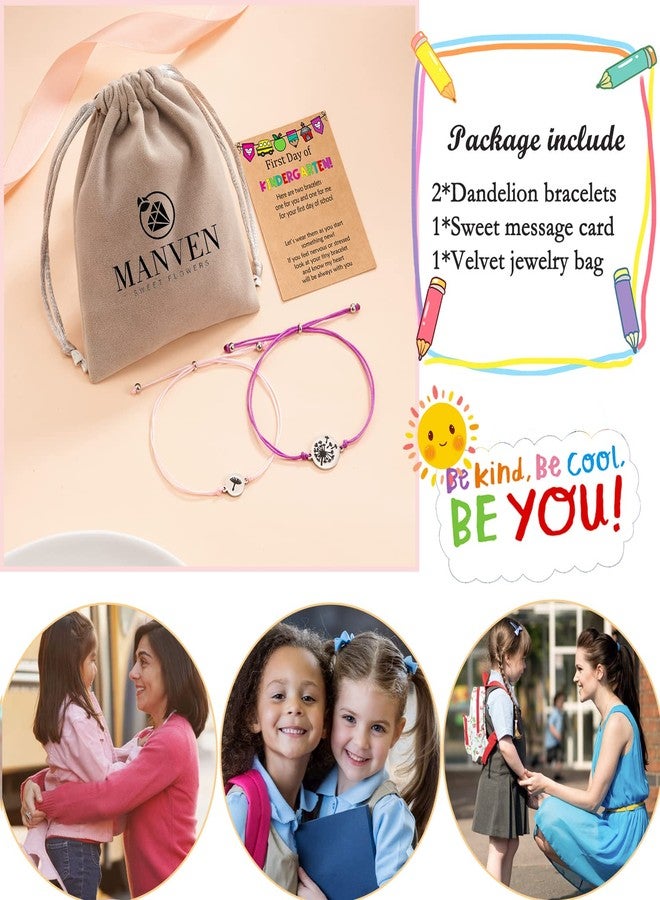 MANVEN Kindergarten Bracelet Mommy and Me First Day of School Bracelets for Mom and Daughter Back to school Gifts Mother and Daughter Bracelets Matching Heart Wish Bracelets (Dandelion Colorful) - Image 4