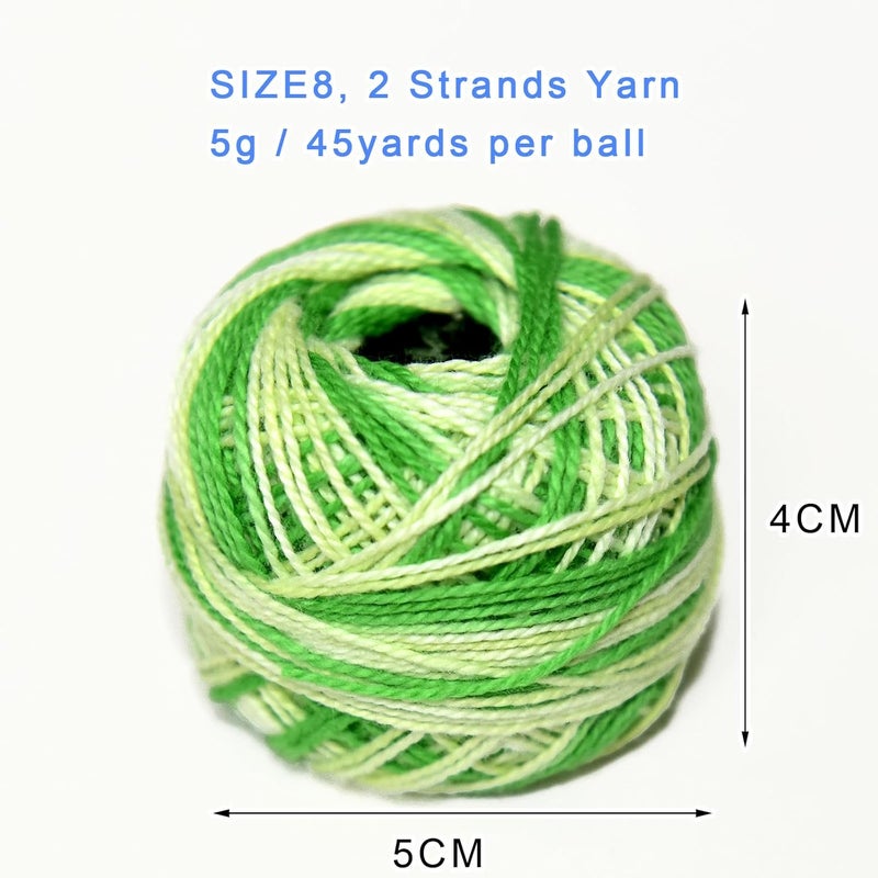 colored bird Crochet Thread 10 Balls Cardinal Size 8 for Crochet Hardanger Cross Stitch Needlepoint Hand Embroidery (Variegated Dark Colors Series) - Image 3