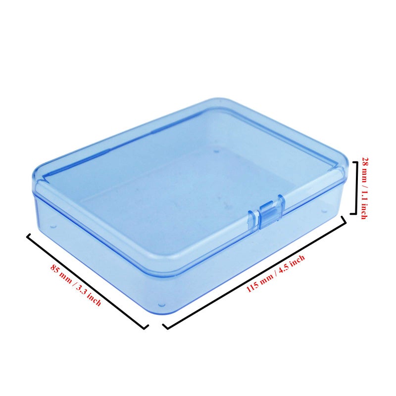 Goodma 8 Pieces Rectangular Plastic Boxes Empty Storage Organizer Containers with Hinged Lids for Small Items and Other Craft Projects (Blue, 4.5 x 3.3 x 1.1 inch) - Image 3