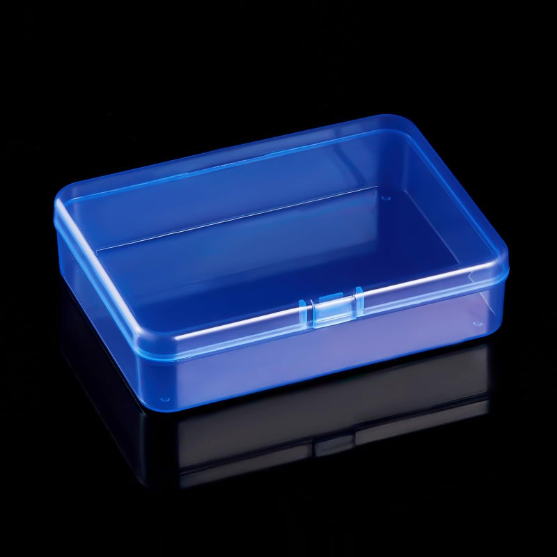 Goodma 8 Pieces Rectangular Plastic Boxes Empty Storage Organizer Containers with Hinged Lids for Small Items and Other Craft Projects (Blue, 4.5 x 3.3 x 1.1 inch) - Image 2