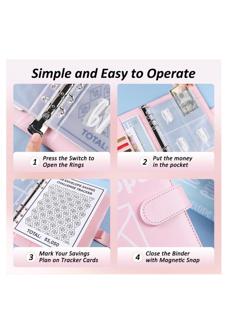 Excefore - 100 Envelopes Saving Challenge Binder, Savings Binder with Laminated Tracker, Budget Binder with Cash Envelopes, Budget Planner, Easy and Fun Way to Save, Black - Image 1