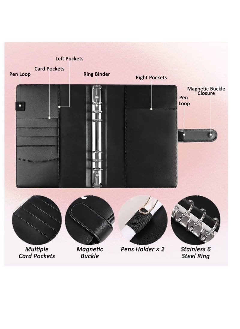 Excefore - 100 Envelopes Saving Challenge Binder, Savings Binder with Laminated Tracker, Budget Binder with Cash Envelopes, Budget Planner, Easy and Fun Way to Save, Black - Image 1