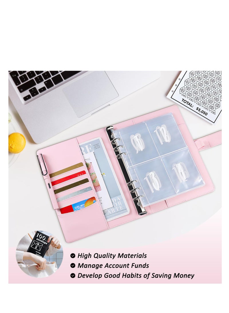Excefore - 100 Envelopes Saving Challenge Binder, Savings Binder with Laminated Tracker, Budget Binder with Cash Envelopes, Budget Planner, Easy and Fun Way to Save, Black - Image 1
