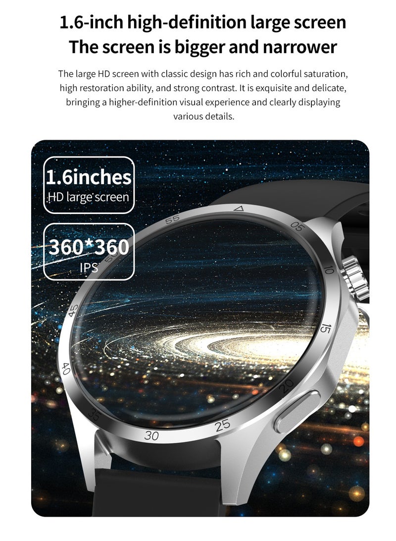 WATCH GT 4 Pro Plus ساعة ذكية للرجال 1.6 بوصة AMOLED HD شاشة IP68 مقاومة للماء بطارية طويلة أحدث ساعة ذكية فضية