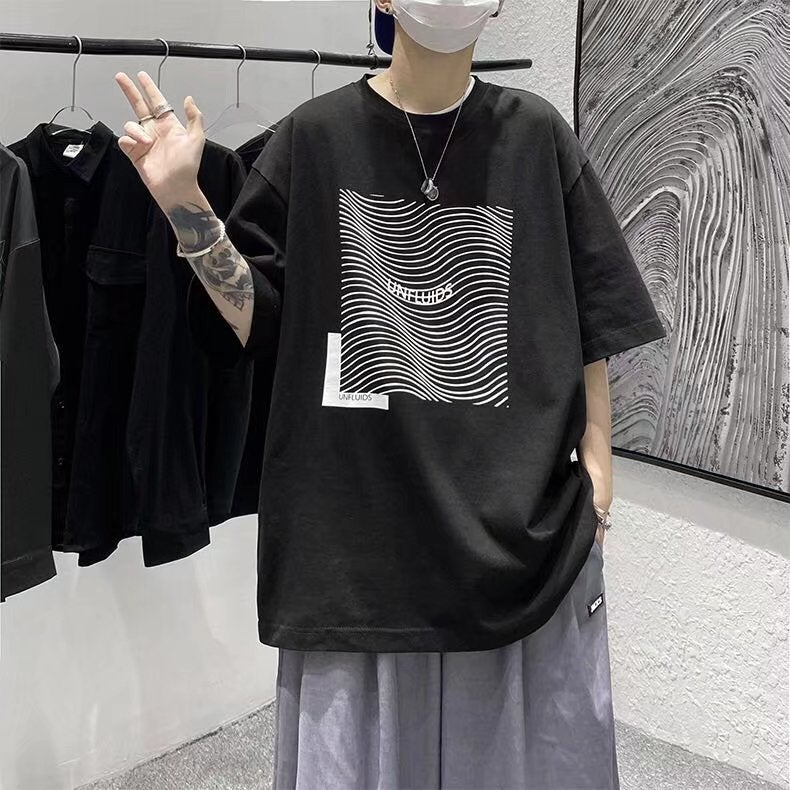 Printed short sleeve trendy T-shirt for boys Hong Kong style summer new Korean style fashionable brand loose half sleeve T-shirt student top - Image 5