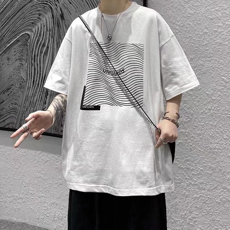 Printed short sleeve trendy T-shirt for boys Hong Kong style summer new Korean style fashionable brand loose half sleeve T-shirt student top - Image 2