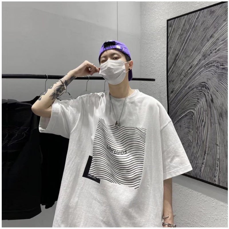 Printed short sleeve trendy T-shirt for boys Hong Kong style summer new Korean style fashionable brand loose half sleeve T-shirt student top - Image 3