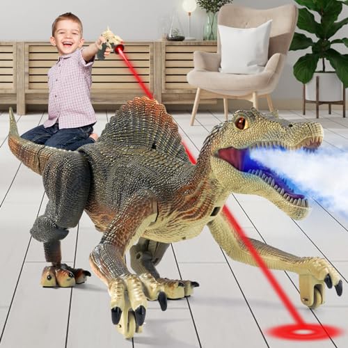 Mini Tudou Remote Control Dinosaur ToysRC Walking Robot Dinosaur Toy with Light Chasing Remote ControlAuto Spraying and RoaringJurassic Spinosaurus Dino Toys for Kids Boy 4 5 7 812 Year Old - Image 1