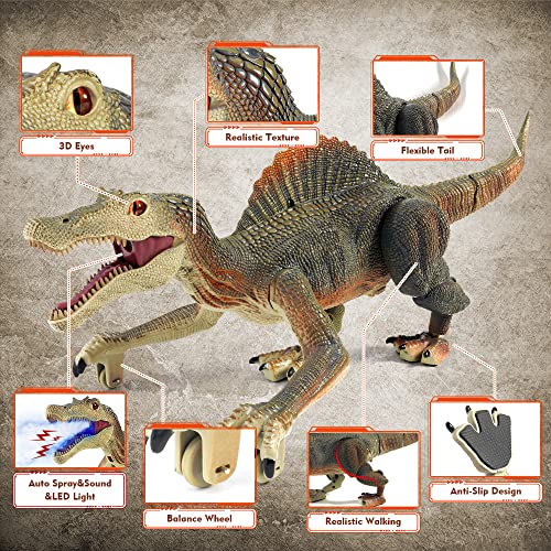Mini Tudou Remote Control Dinosaur ToysRC Walking Robot Dinosaur Toy with Light Chasing Remote ControlAuto Spraying and RoaringJurassic Spinosaurus Dino Toys for Kids Boy 4 5 7 812 Year Old - Image 5