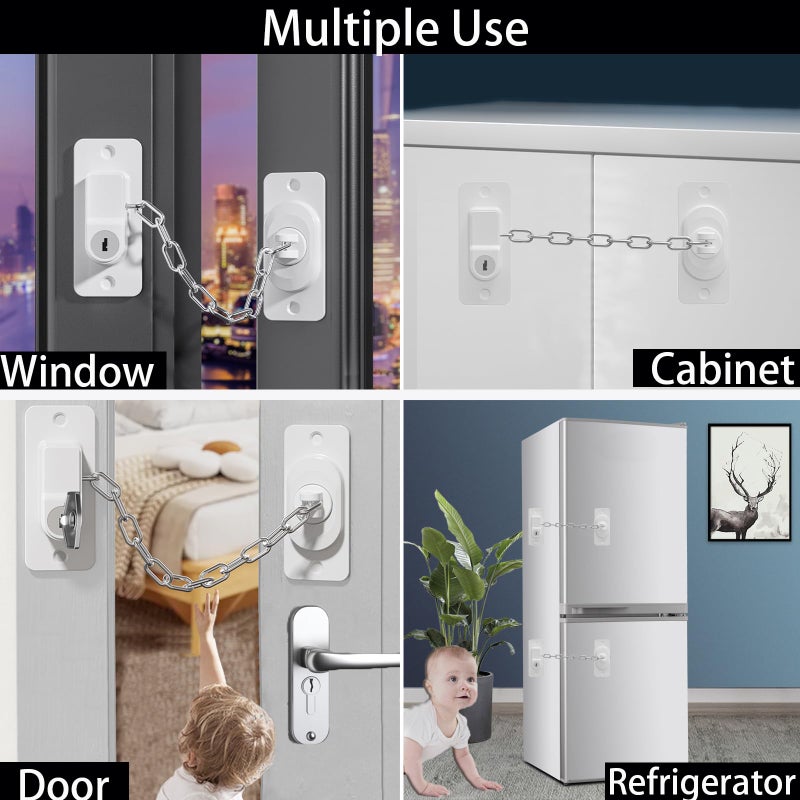 CMINGJ ï¼ˆ2 Packï¼‰Child Safety Locks, Adjustable Refrigerator Lock with Keys, for Fridge, Cabinets, Drawers, Dishwasher, Toilet and Child Safety Cabinet Lock, for Child,Kids and Toddlers - Image 4