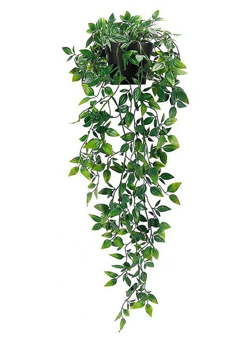 YELIN Artificial Hanging Mandala Vine Plant in Pot with Realistic Faux Leaves Eco-Friendly Fake Hanging Plant with Pot Decor for Home and Office Indoor and Outdoor Garden Shelf - Image 1