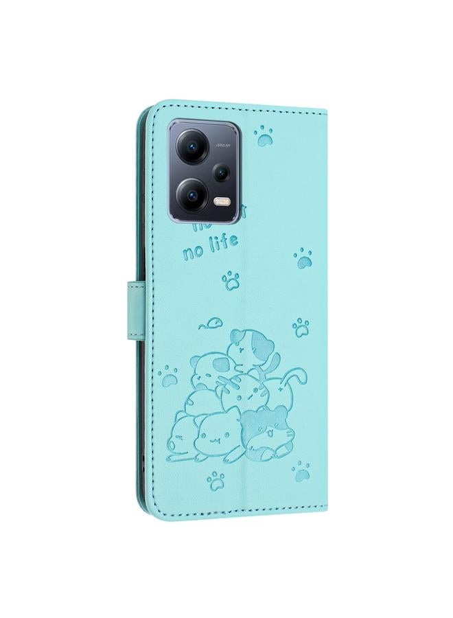 S-TOP Case For Redmi Note 12 Pro+ Global Embossed Kitten Phone Leather Case with Lanyard - Image 3
