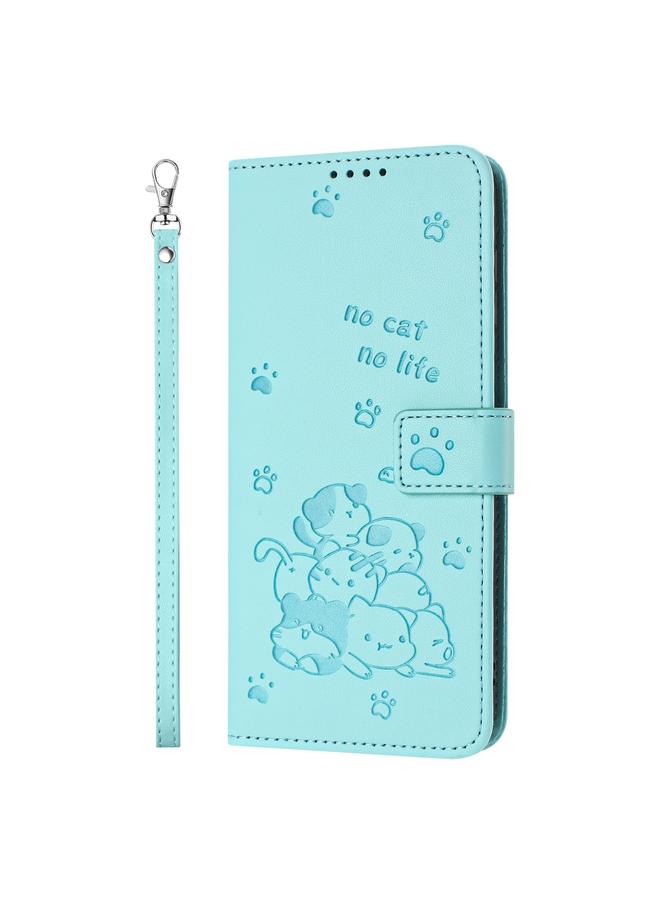 S-TOP Case For Redmi Note 12 Pro+ Global Embossed Kitten Phone Leather Case with Lanyard - Image 2