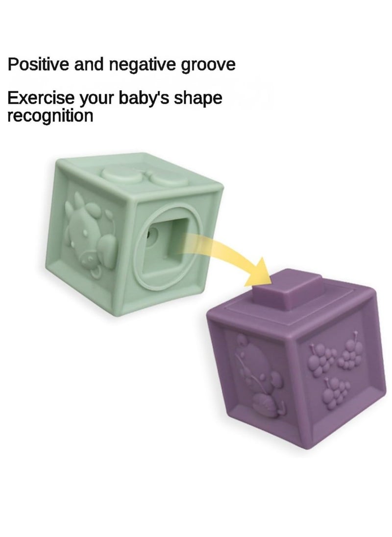 Necomi 12 Pcs Baby Building Blocks, Teething Toys, Stacked Cubes, For Preschoolers, Educational Games For Babies 0-12 Months  - Image 3