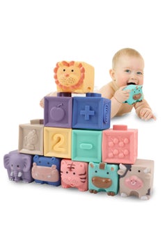 Necomi 12 Pcs Baby Building Blocks, Teething Toys, Stacked Cubes, For Preschoolers, Educational Games For Babies 0-12 Months  - Image 1