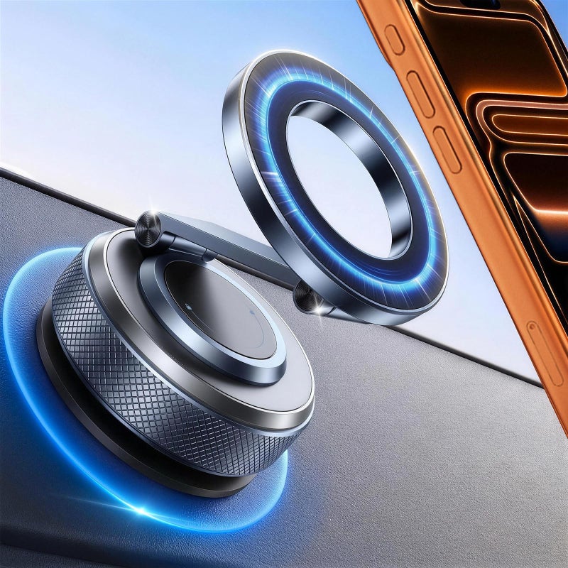 Wigoo Vacuum Magnetic Phone Holder for Car for Magsafe [80LBS Suction & 3000gf Magnetic] 360Â° Adjustable Car Phone Mount, for iPhone 17 Pro Max 16 15 14 13 12 Air Plus, Black - Image 1