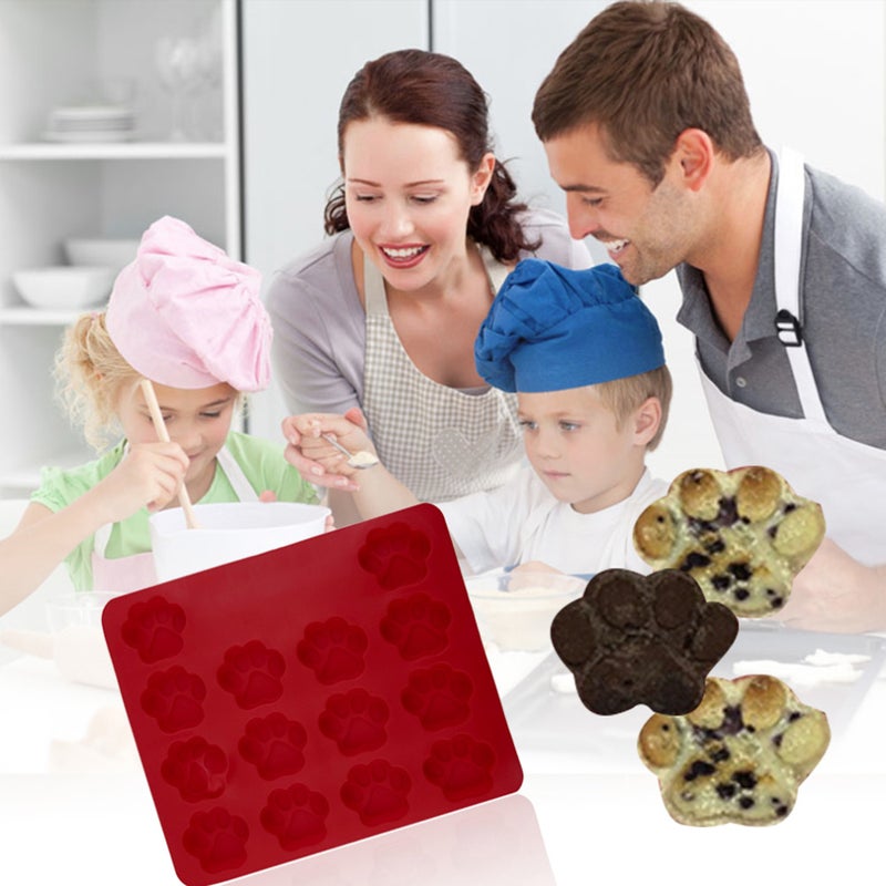 2pcs Dog Footprint Paw Silicone Biscuit Candy Chocolate Cake DIY Mould Tools - Image 4