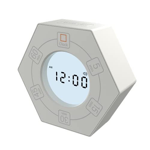 Znewtech Hexagon Rotating Productivity Clock, Pomodoro Timer with 5,15, 30, 45, 60 Minute Presets, Timer for People with ADHD (White) - Image 1