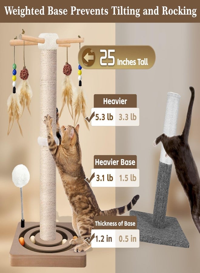 PAROTO Cat Scratching Post, Sisal, Interactive Furniture Toys for Indoor Cats Adults, 2 Mounting Methods Scratcher Tree Tower with Hanging and Ball Track, Activity Center for Kitten, 25 inches - Image 2