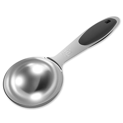 LEIFENY 1PCS 1 Tbsp3tsp 12oz 15ml Single Measuring Spoon with Black Silicone Grip Stainless Steel Individual Measure Scoop Only