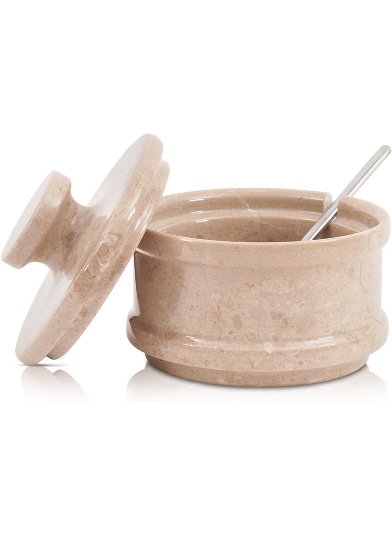 راديكالن قبو ملح فيرونا الرخامي بغطاء | برطمان توابل وملح مصنوع يدويًا، مقاس ٣.٥ بوصة، مناسب لطاولة المطبخ - Image 1