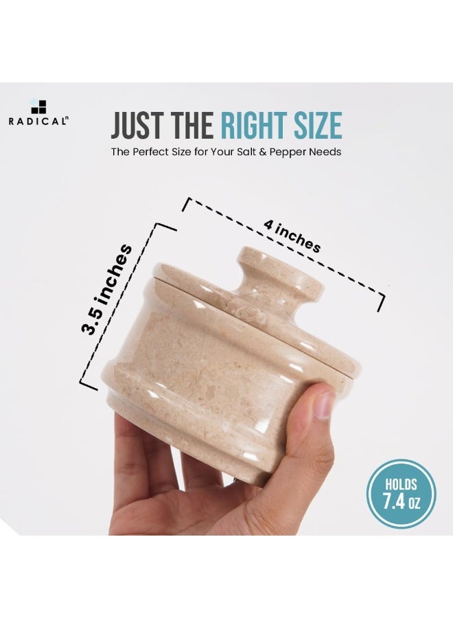 راديكالن قبو ملح فيرونا الرخامي بغطاء | برطمان توابل وملح مصنوع يدويًا، مقاس ٣.٥ بوصة، مناسب لطاولة المطبخ - Image 3