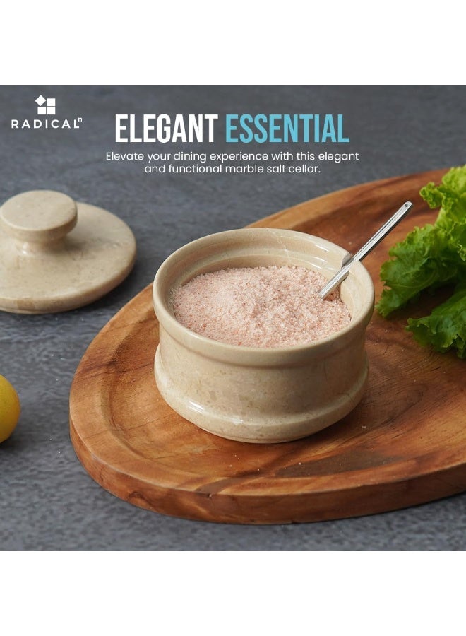 راديكالن قبو ملح فيرونا الرخامي بغطاء | برطمان توابل وملح مصنوع يدويًا، مقاس ٣.٥ بوصة، مناسب لطاولة المطبخ - Image 4