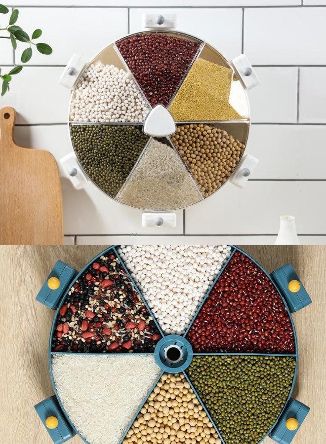 TRADEGATE 360° Rotating Cereal Dispenser (8.5L) – 6 Compartment Airtight Grain Storage Container	Food Dispenser & Rice Organizer for Kitchen Counter - Image 3