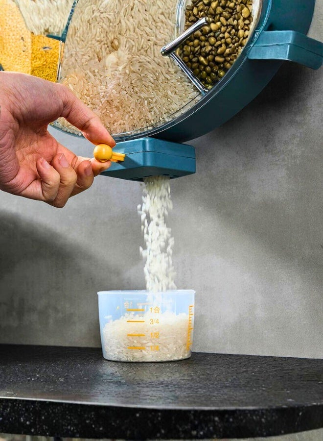 TRADEGATE 360° Rotating Cereal Dispenser (8.5L) – 6 Compartment Airtight Grain Storage Container	Food Dispenser & Rice Organizer for Kitchen Counter - Image 4