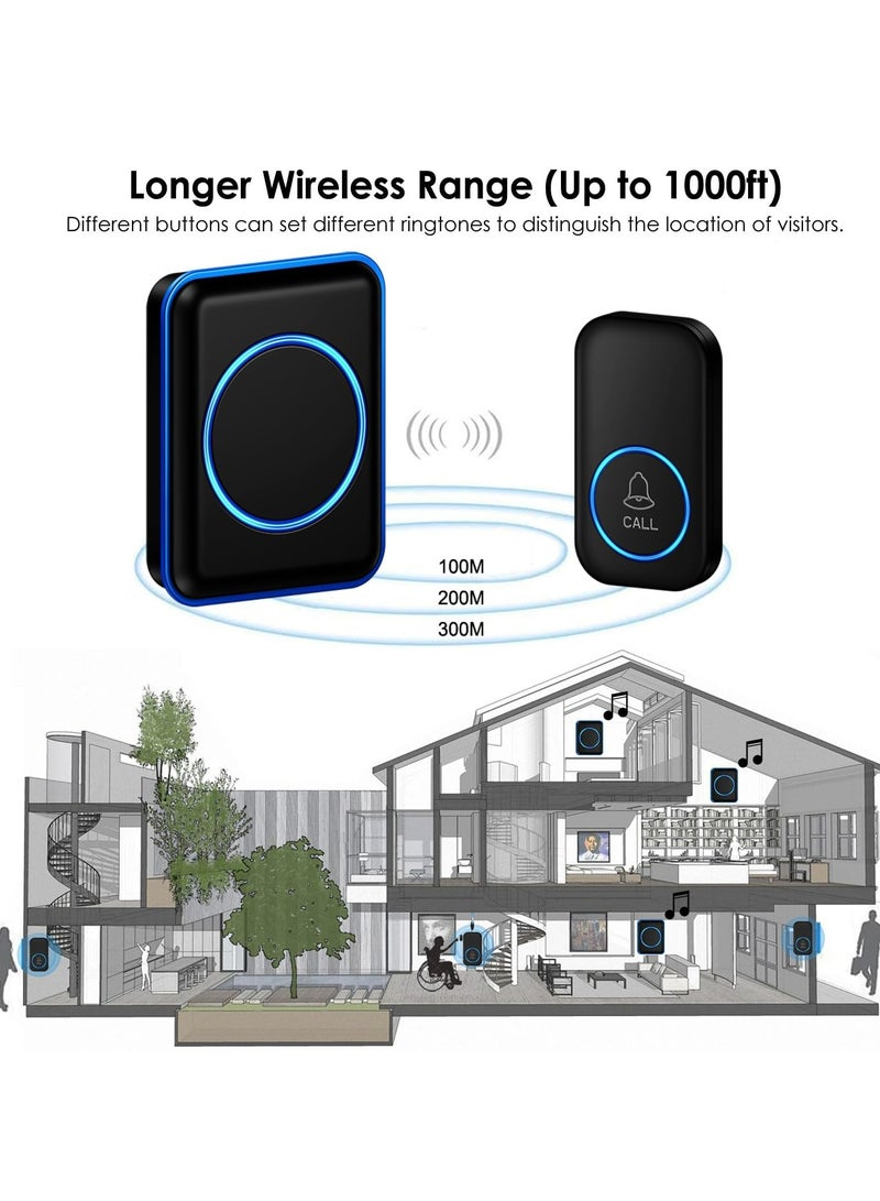 CMGTYYD Waterproof Wireless Doorbell, Wireless Call Button, 1000+ Foot SOS Pager, IP55 Waterproof, 52 Melodies - Image 2