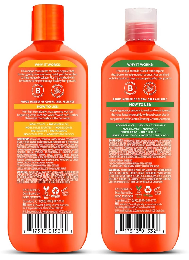 Cantu Shea Butter Sulfate Free Creamy Shampoo and Conditioner Set, 13.5 fl oz (Pack of 2)