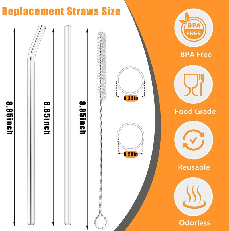 PAKCHOICE 8 Pack Replacement Clear Straws for Stanley 20 oz 14oz Tumbler, 8.85 inch Reusable Plastic Straws for Yeti 30oz 25 oz 26 oz 20 oz Tumbler, Mason Jar 16oz Venti Cup with Brush - Image 2